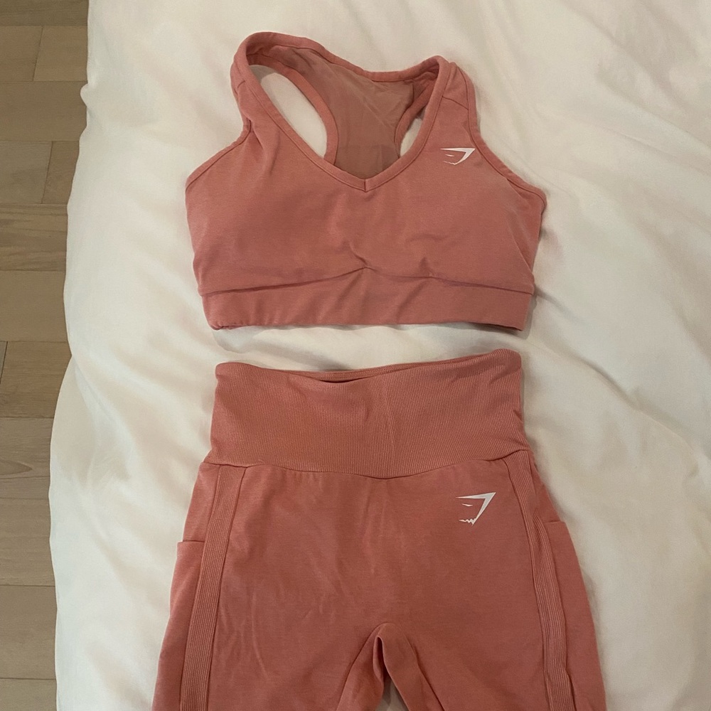 Gymshark SOL Lift (sold out!) sports bra and shorts set — size S in rose pink